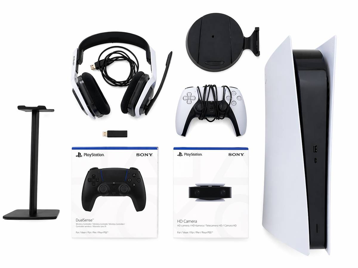 Sony PlayStation 5 Digital Ed. Bundle inkl. zweitem DualSense und HD-Kamera und Astro A20