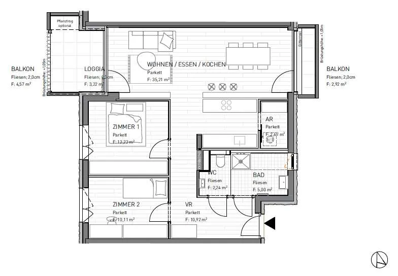 Wohnung – Klagenfurt am Wörthersee, Harbach, St. Peter - Ansicht 2