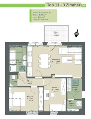 3-Zimmer-Wohnung kaufen in Tulln – 66,61 m², € 345.000 – Bild 6 von 21