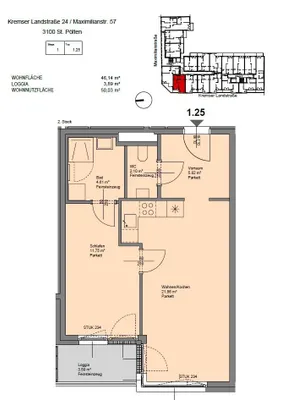 2-Zimmer-Wohnung mieten in Sankt Pölten – 45,59 m², € 871 – Bild 13 von 14