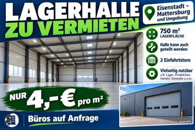 Gewerbeimmobilie mieten in Mattersburg – 800 m², € 4