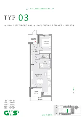 2-Zimmer-Wohnung mieten in Graz – 50,67 m², € 689 – Bild 5 von 5