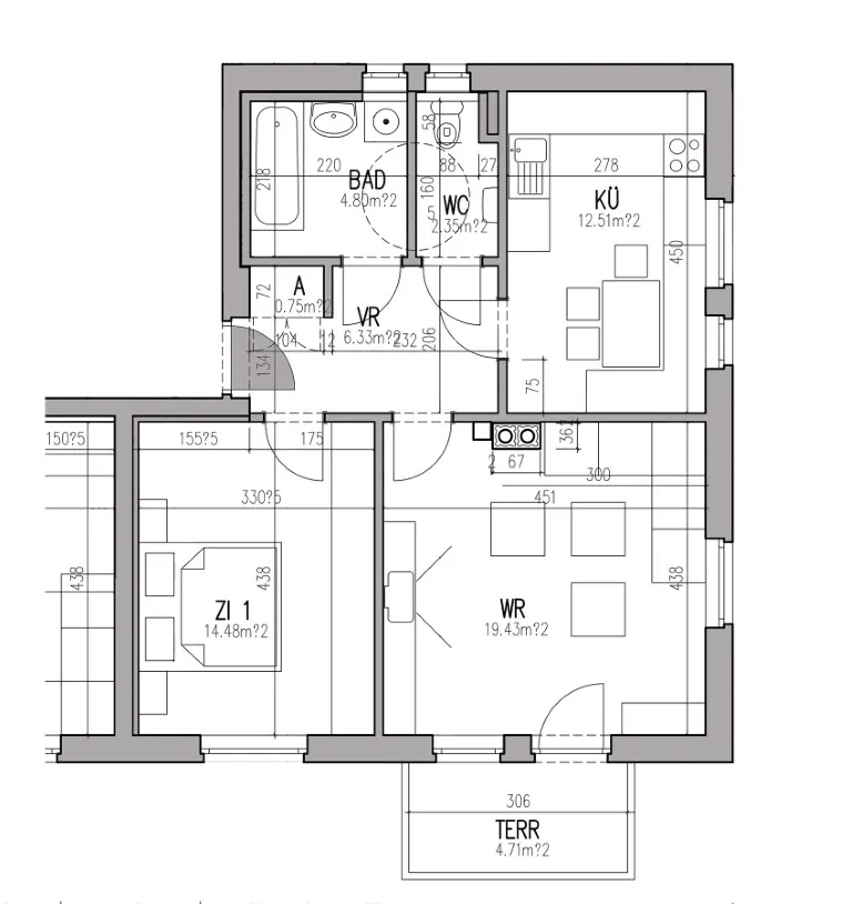 ERDGESCHOSSWOHNUNG mit Küche, Carportparkplatz und Terrasse in Thermenregion zu vermieten - geförderte Miete - 2 Zimmer – pohled 2