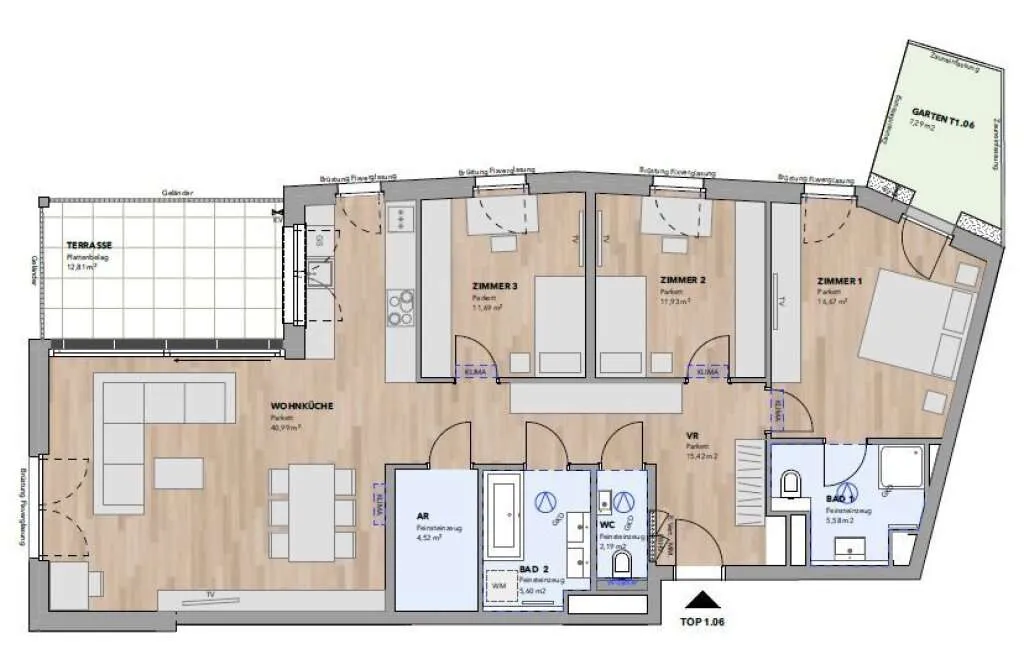 Helle 4-Zimmer-Wohnung mit südseitiger Terrasse in Purkersdorf - Top 1.06 - Ansicht 3