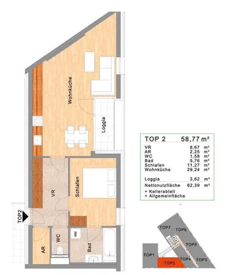 2-Zimmer-Wohnung mieten in Linz – 58,77 m², € 925 – Bild 8 von 8