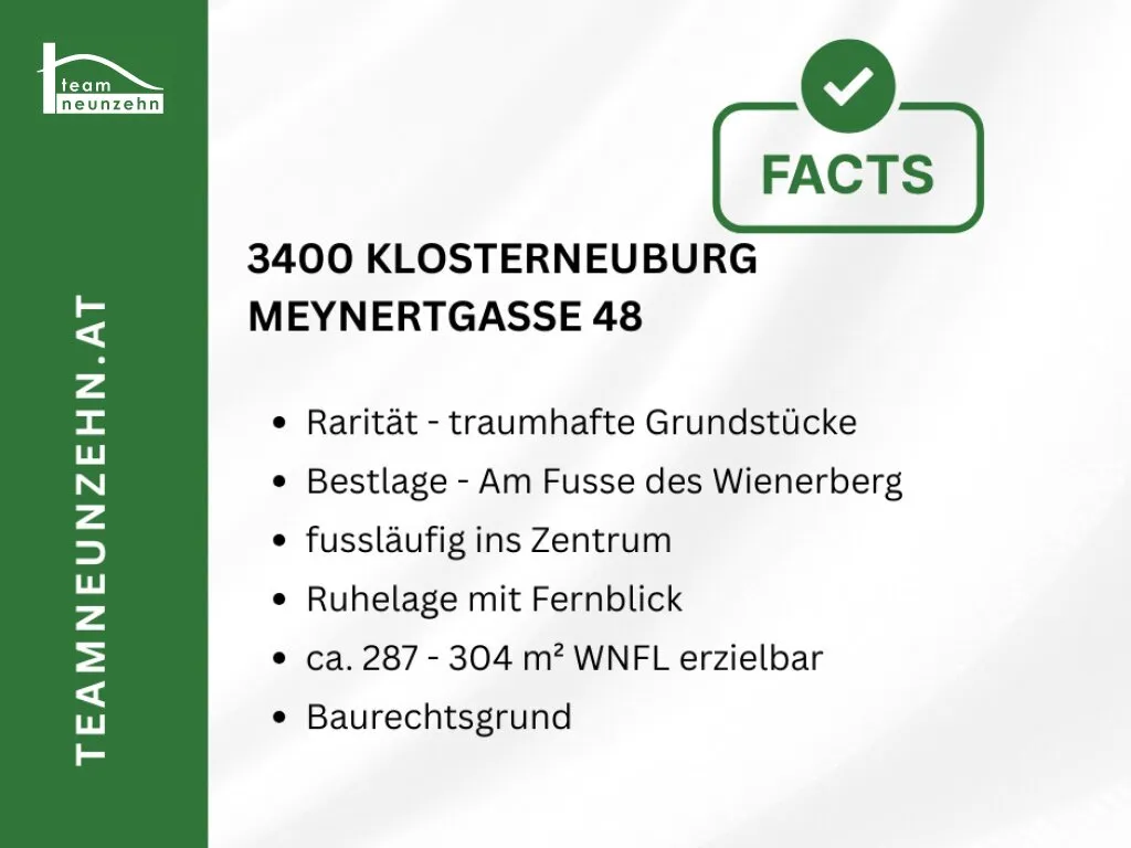 Geniessen Sie die Ruhe in Klosterneuburg - begehrter Baugrund (Baurecht) für Ihr künftiges Eigenheim - JETZT ANFRAGEN - Ansicht 2