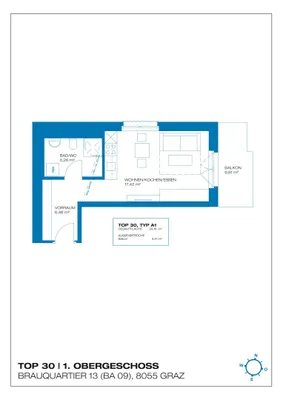 1-Zimmer-Wohnung mieten in Graz – 29,16 m², € 539 – Bild 2 von 7