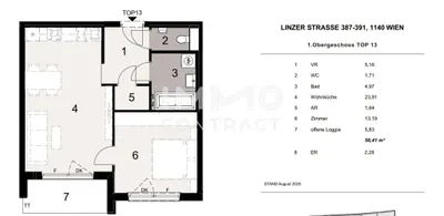 2-Zimmer-Wohnung kaufen in Wien – 50,58 m², € 351.200 – Bild 4 von 4