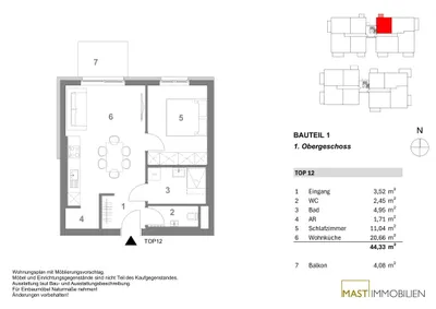 2-Zimmer-Wohnung mieten in Korneuburg – 44,33 m², € 880 – Bild 15 von 15