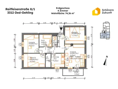 4-Zimmer-Wohnung mieten in Amstetten – 74,36 m², € 708 – Bild 12 von 12
