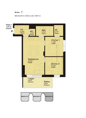 3-Zimmer-Wohnung mieten in Sankt Pölten – 60,54 m², € 995 – Bild 11 von 12