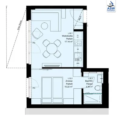2-Zimmer-Wohnung mieten in Wien – 30,71 m², € 799 – Bild 6 von 6