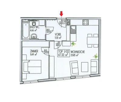 2-Zimmer-Wohnung kaufen in Wien – 47 m², € 220.000 – Bild 7 von 7