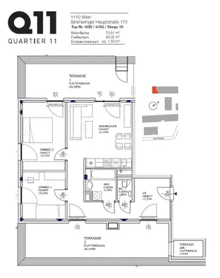 3-Zimmer-Wohnung mieten in Wien – 70,61 m², € 1.495 – Bild 12 von 13