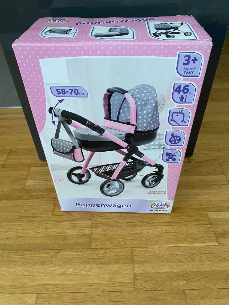 TOP DEAL - Toyplace (Mller) Puppenwagen, 3+ Jahre, fr Puppen bis 46cm,  hhenverstellbarer Griff, schwenkbare Rder, mit Tasche, uvm, Top Zustand  in OVP,  22,- (1100 Wien) - willhaben