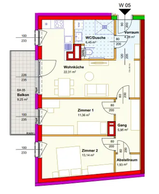 3-Zimmer-Wohnung mieten in Gänserndorf – 65,43 m², € 735 – Bild 2 von 2
