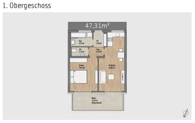 2-Zimmer-Wohnung kaufen in Graz – 47,31 m², € 229.000 – Bild 6 von 8