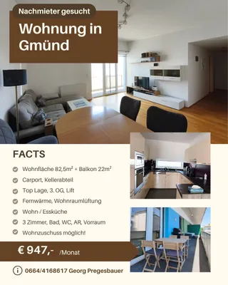 4-Zimmer-Wohnung mieten in Gmünd – 83 m², € 910 – Bild 2 von 16