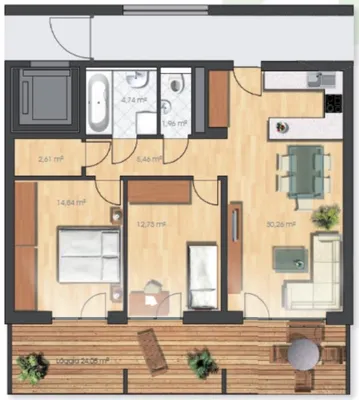 3-Zimmer-Wohnung mieten in Wels – 73,33 m², € 1.112 – Bild 8 von 8