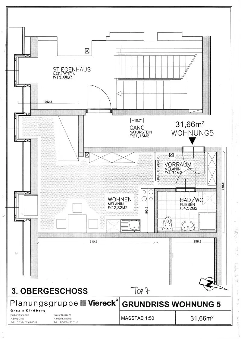 Studentenhit im Zentrum/Leoben - 1-Zimmerwohnung Top 7 – pohled 2
