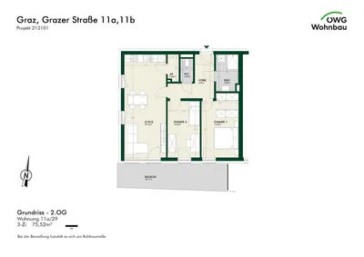 3-Zimmer-Wohnung mieten in Graz – 76 m², € 1.178 – Bild 6 von 6