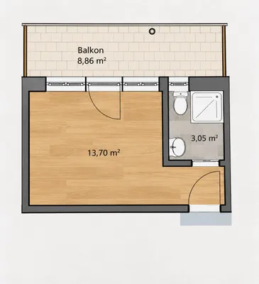 1-Zimmer-Wohnung mieten in Steyr – 17 m², € 451 – Bild 7 von 7