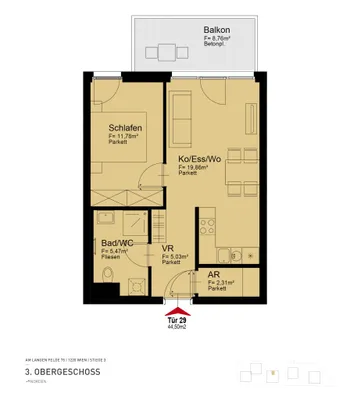 2-Zimmer-Wohnung mieten in Wien – 44,5 m², € 949 – Bild 8 von 8