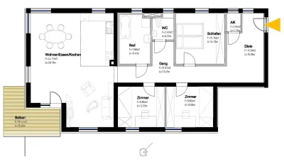 3-Zimmer-Wohnung mieten in Bruck-Mürzzuschlag – 111,78 m², € 1.136 – Bild 2 von 2