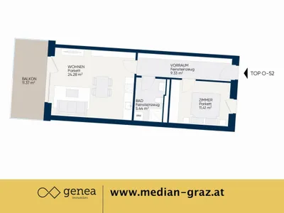 2-Zimmer-Wohnung mieten in Graz – 50,55 m², € 777 – Bild 3 von 14
