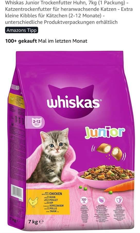 Whiskas Junior Trockenfutter Huhn, 7 kg, OVP,  22,- (4502 Sankt Marien) -  willhaben