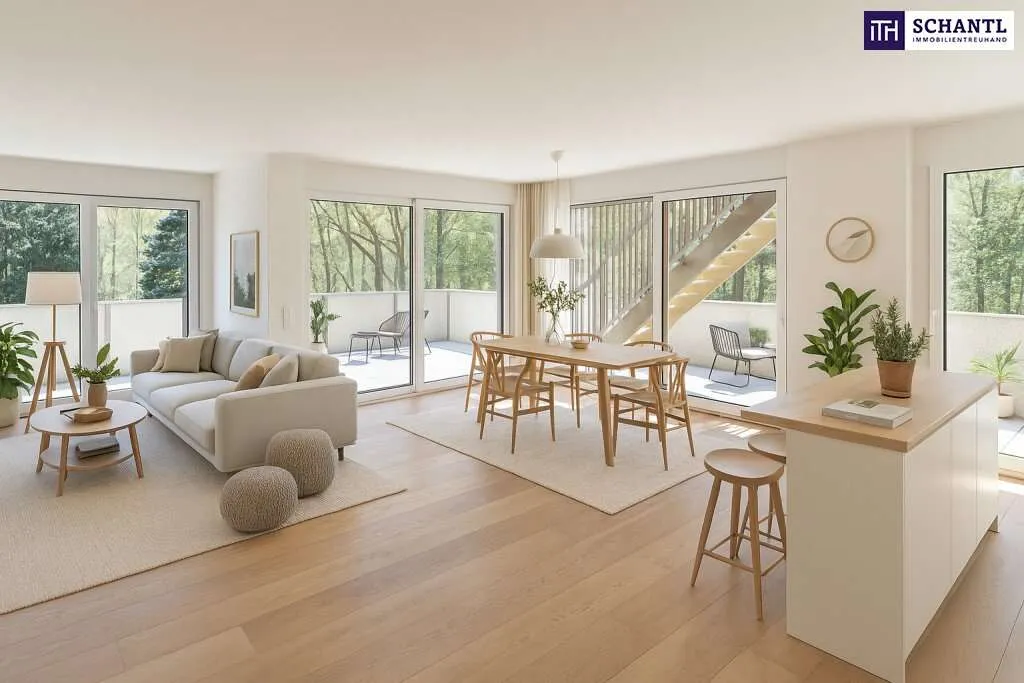 FIRE SALE!! Ein Platz, der mehr kann als wohnen. Wohnen mit WOW-Effekt! Riesiger Balkon und Terrasse + Privater Dachgarten + Grün wohin das Auge reicht + Luftwärmepumpe! - Widok 2