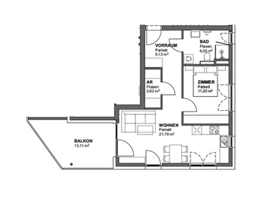 2-Zimmer-Wohnung mieten in Klagenfurt – 50,75 m², € 1.090 – Bild 6 von 6