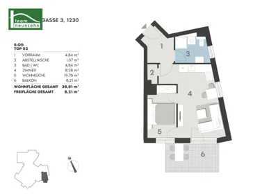 2-Zimmer-Wohnung mieten in Wien – 38,81 m², € 835 – Bild 17 von 17