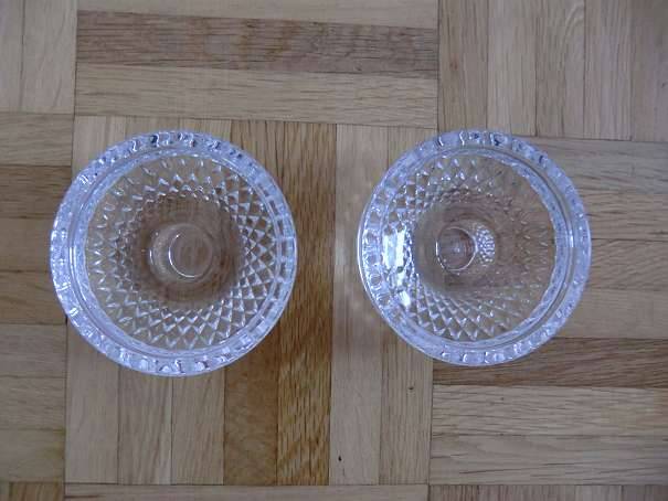 2 sehr schöne massive Kerzenhalter aus Glas