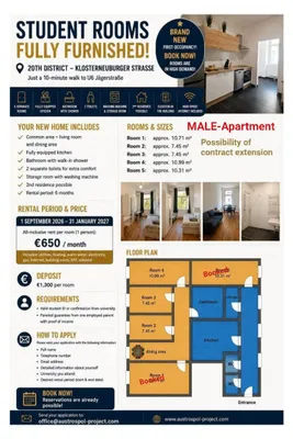 ZIMMER FREI - Nähe FH Technikum oder BOKU - Voll möblierte Studentenzimmer | All-Inclusive | Nähe U6 Jägerstraße | 20. Bezirk Ab 01.09.2026 verfügbar – Bild 2