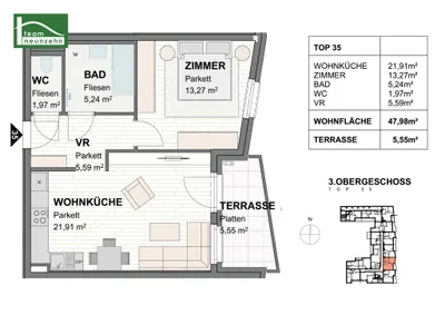 2-Zimmer-Wohnung mieten in Sankt Pölten – 47,52 m², € 799 – Bild 20 von 20