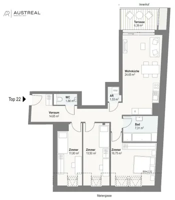 4-Zimmer-Wohnung kaufen in Wien – 92,07 m², € 565.000 – Bild 2 von 16