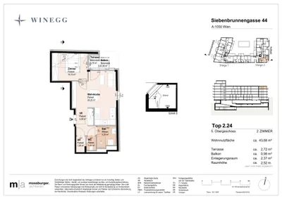 2-Zimmer-Wohnung kaufen in Wien – 43,68 m², € 391.000 – Bild 8 von 8
