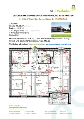 3-Zimmer-Wohnung mieten in Sankt Pölten – 75 m², € 890 – Bild 15 von 17
