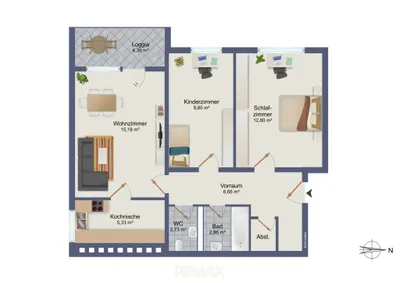3-Zimmer-Wohnung kaufen in Graz – 62,2 m², € 209.000 – Bild 2 von 15