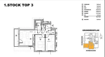 3-Zimmer-Wohnung mieten in Wien – 58 m², € 1.296 – Bild 2 von 11