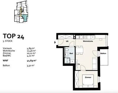 2-Zimmer-Wohnung kaufen in Wien – 41,69 m², € 293.342 – Bild 8 von 8