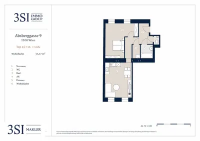 2-Zimmer-Wohnung kaufen in Wien – 55,37 m², € 279.000 – Bild 8 von 8