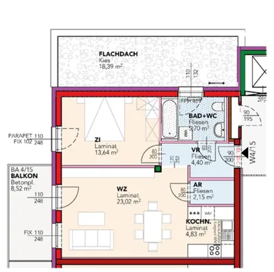 2-Zimmer-Wohnung mieten in Mistelbach – 53,74 m², € 647 – Bild 2 von 2