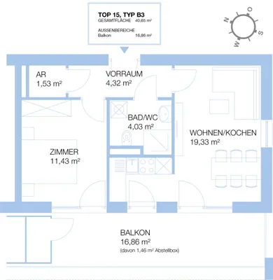 2-Zimmer-Wohnung mieten in Graz – 40,65 m², € 799 – Bild 11 von 11