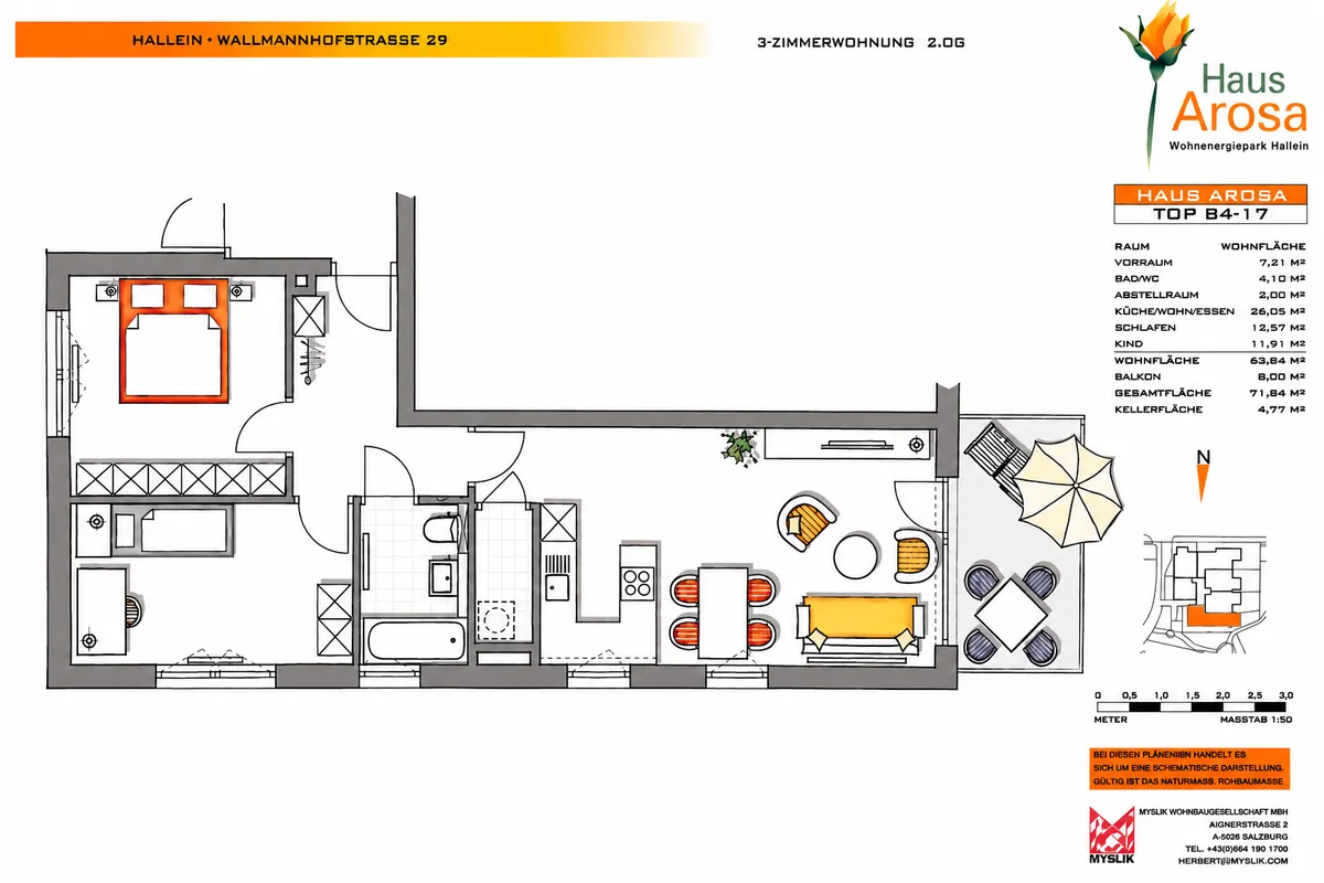 Privatverkauf: Helle 3-Zimmer-Eigentumswohnung mit Lift, Tiefgarage und überdachtem Balkon. - Ansicht 2