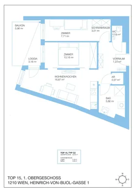 2-Zimmer-Wohnung mieten in Wien – 53 m², € 949 – Bild 10 von 12