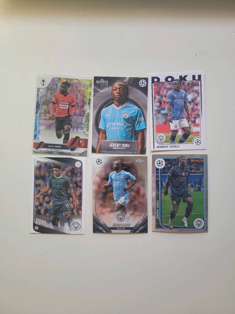 Jérémy Doku Fußballkarten-Set | Manchester City & Rennes | Topps Chrome, Merlin, Summer Signings