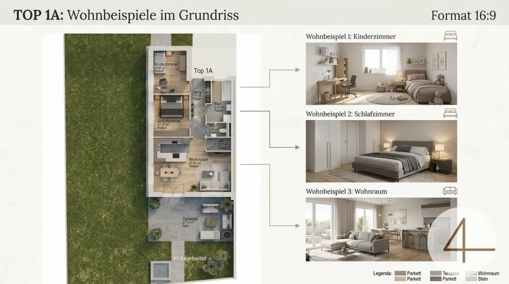 Sonnige Eck-Terrassenwohnung mit Eigengarten - Ansicht 3