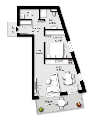2-Zimmer-Wohnung kaufen in Wels-Land – 57,04 m², € 265.000 – Bild 9 von 9
